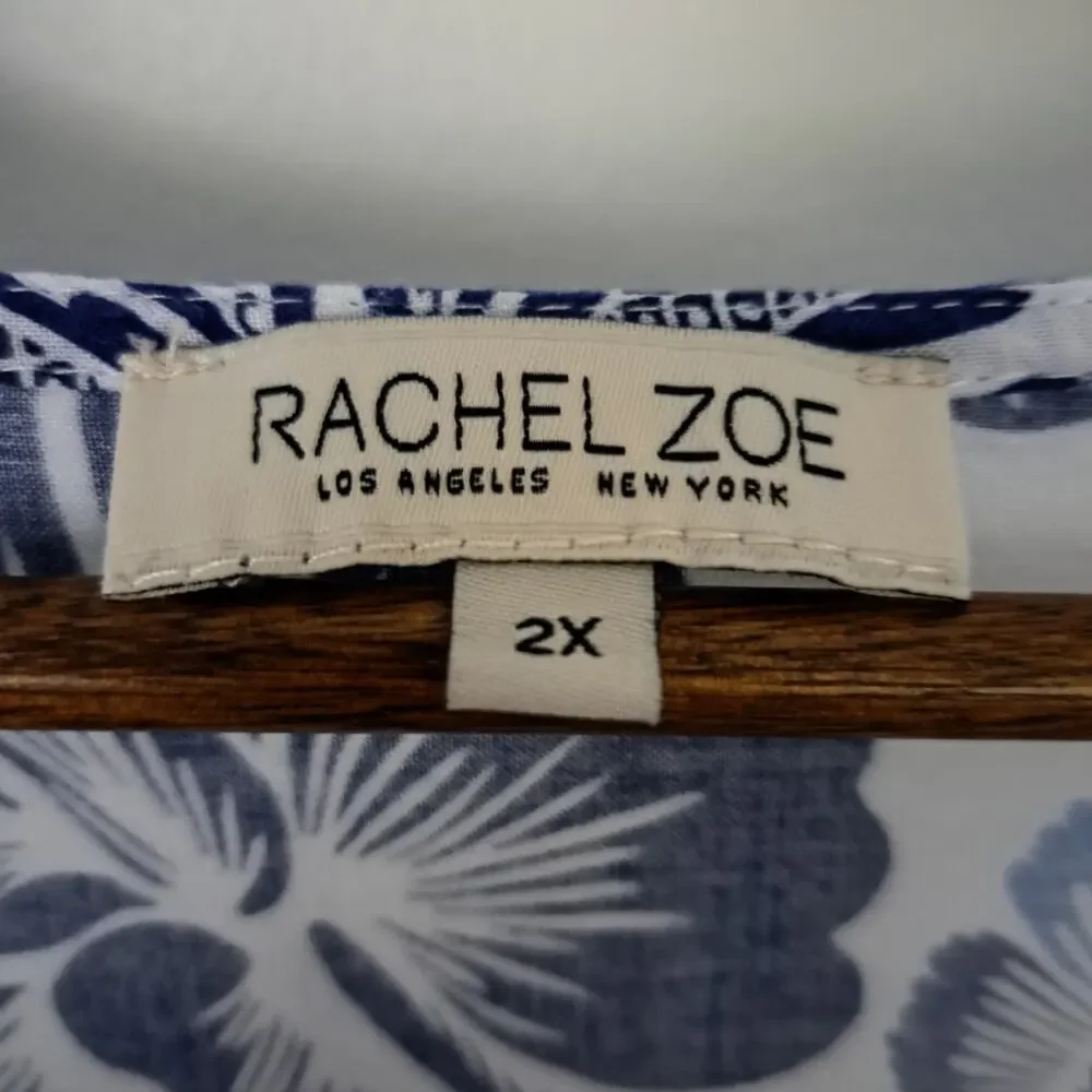 Rachel Zoe Blue Floral V-Neck Flutter Sleeve Blouse - 2X - Picture 3 of 4